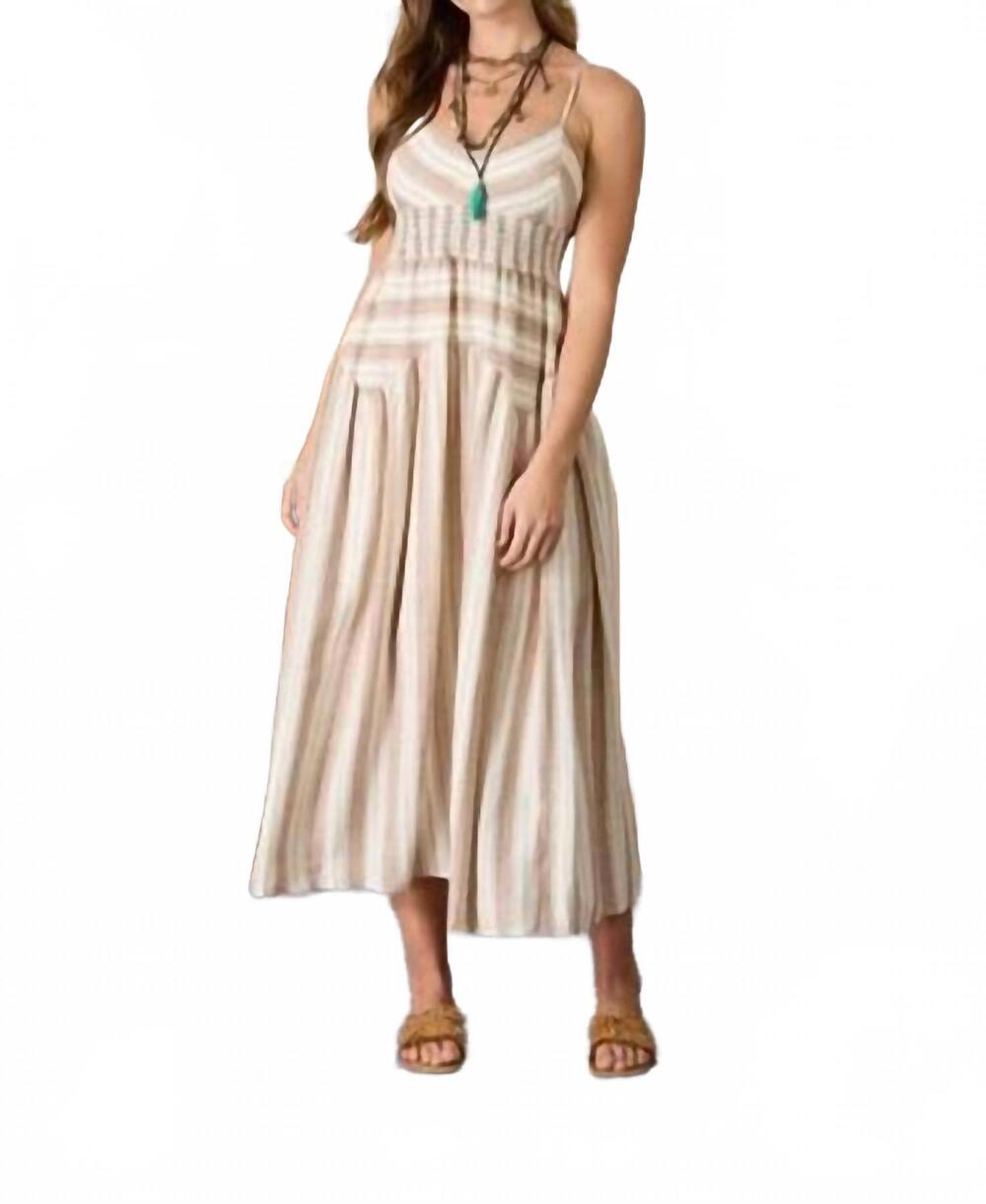 NEW BLU PEPPER multi pattern spaghetti strap midi dress in brown